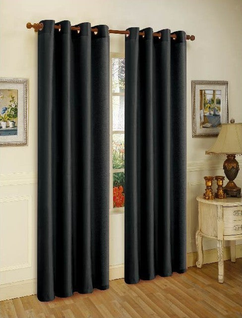 Cortina de janela de seda sintética com ilhós sólidos de 2 painéis J&amp;V TEXTILES com tratamento de 84" de comprimento