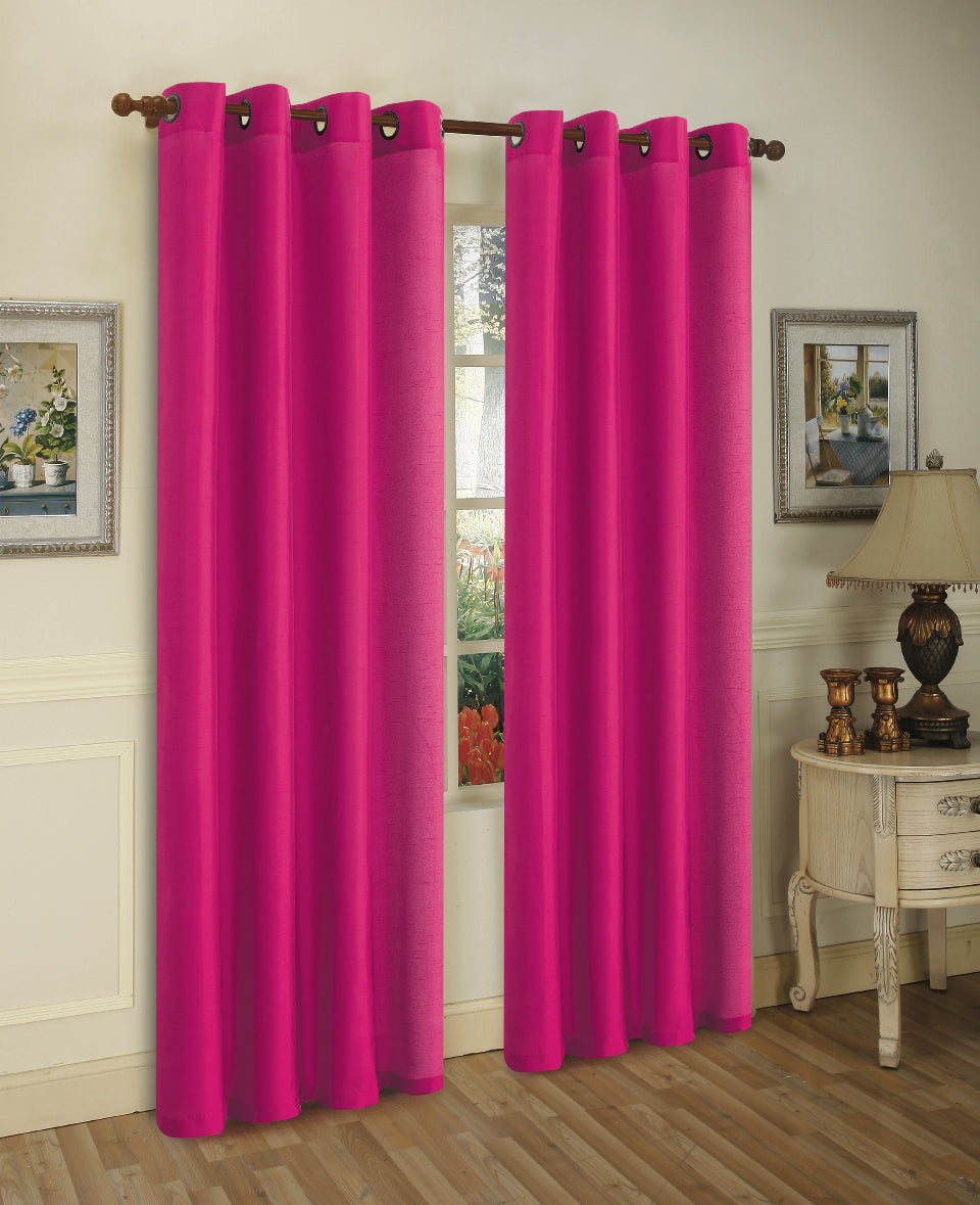 Cortina de janela de seda sintética com ilhós sólidos de 2 painéis J&amp;V TEXTILES com tratamento de 84" de comprimento