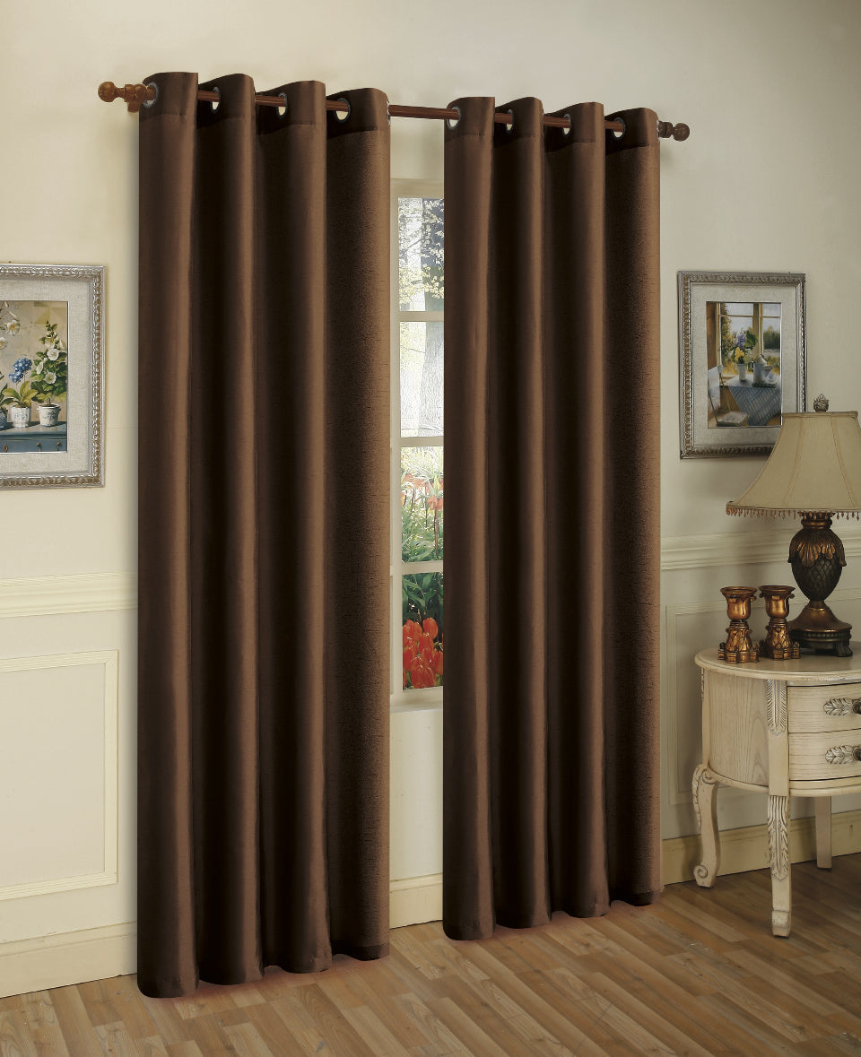 Cortina de janela de seda sintética com ilhós sólidos de 2 painéis J&amp;V TEXTILES com tratamento de 84" de comprimento