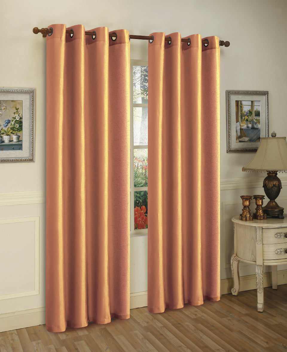Cortina de janela de seda sintética com ilhós sólidos de 2 painéis J&amp;V TEXTILES com tratamento de 84" de comprimento