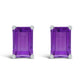 14K White Gold 6x4MM Emerald Shaped Amethyst Solitaire Stud Earrings