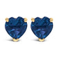 14K White Gold 5MM Heart Cut Purple Amethyst Solitaire Stud Earrings