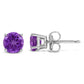 14K White Gold 5X5MM Round Purple Amethyst Solitaire Stud Earrings