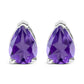 14K White Gold 6x4MM Pear Shaped Purple Amethyst Solitaire Stud Earrings