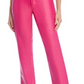 Calça jeans Good American de couro sintético Good Icon, cintura alta, perna reta, rosa, tamanho 6