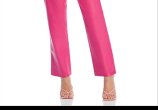 Calça jeans Good American de couro sintético Good Icon, cintura alta, perna reta, rosa, tamanho 6
