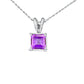 14K White Gold 5x5 MM Square Shaped Purple Amethyst Solitaire Pendant Necklace