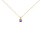 14K White Gold 5x5 MM Square Shaped Purple Amethyst Solitaire Pendant Necklace