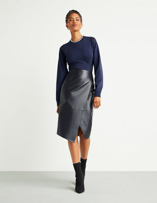 Leather Wrap Skirt Midnight [DO NOT USE]