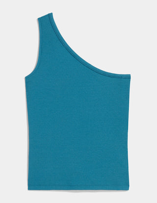Blusa de malha canelada com um ombro só