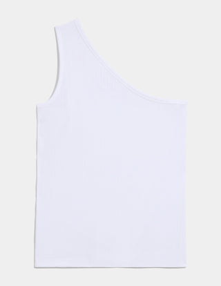 Blusa de malha canelada com um ombro só