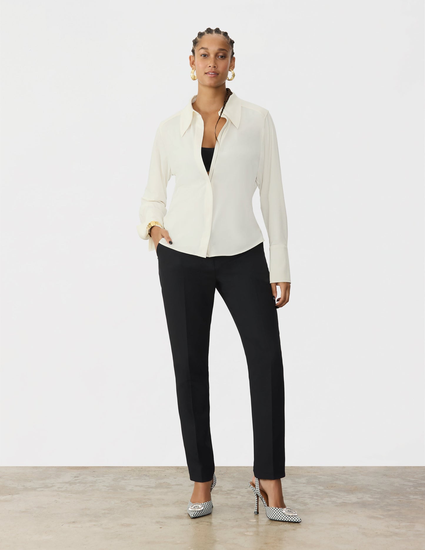 Women's Snow White Zip Front Collared Shirt - Small
