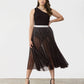 GSTQ Black Sunpleated Mesh Skirt - Small