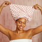 Kitsch Satin Lined Flexi Shower Cap Terracotta Checker - Imperfect Box