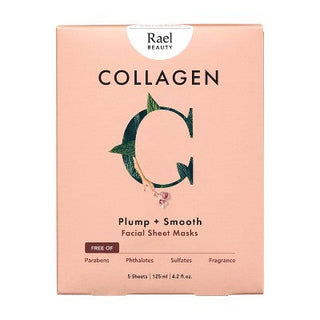 Rael Beauty Collagen Facial Sheet Masks 5ct/4.2oz - New