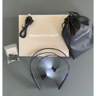 Fone de ouvido de terapia de luz HumanCharger – Luz brilhante sem UV via fones de ouvido para energia, humor, sono e jet lag – Suporte portátil para ritmo circadiano