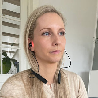 Fone de ouvido de terapia de luz HumanCharger – Luz brilhante sem UV via fones de ouvido para energia, humor, sono e jet lag – Suporte portátil para ritmo circadiano