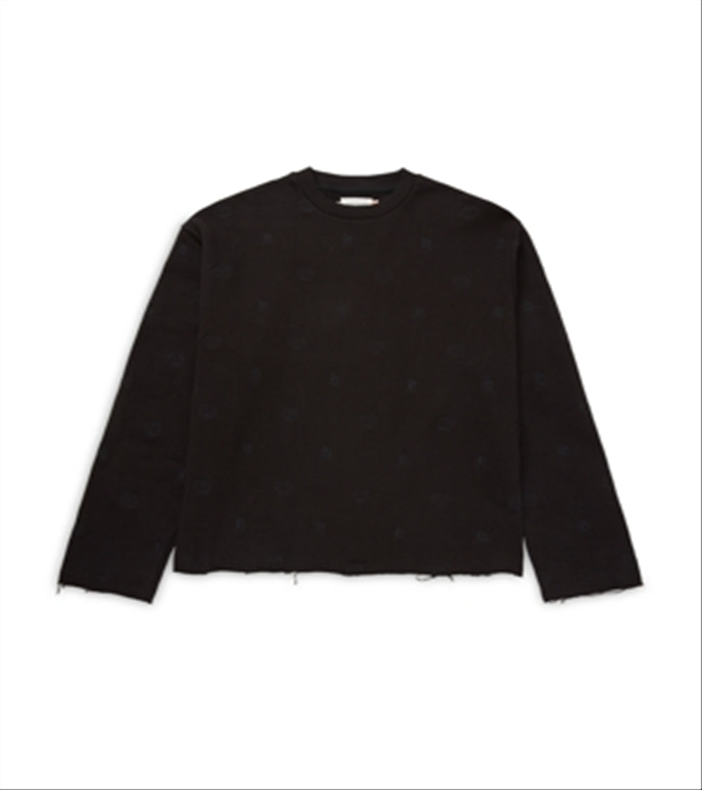 Suéter com monograma Honor the Gift Crest Raw Edge, preto, tamanho G