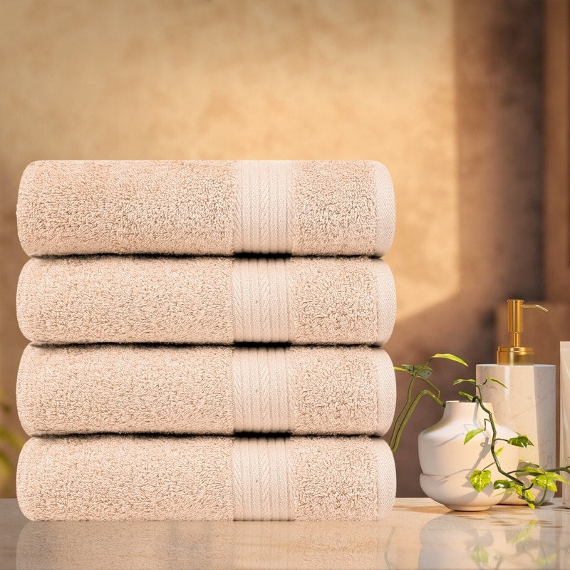 Hand Towels for Bathroom Cotton 600 GSM 18X28 Inch by Ample Decor  4 Pcs