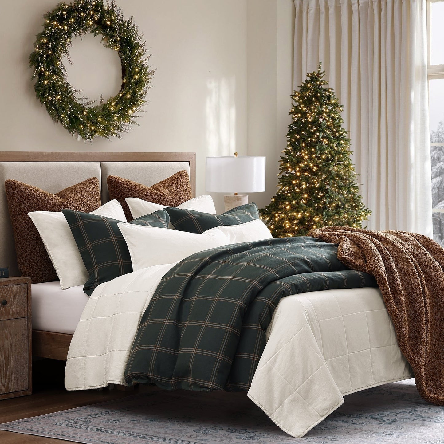 HiEnd Accents Windowpane Plaid Modern Rustic 3 Piece Comforter Set
