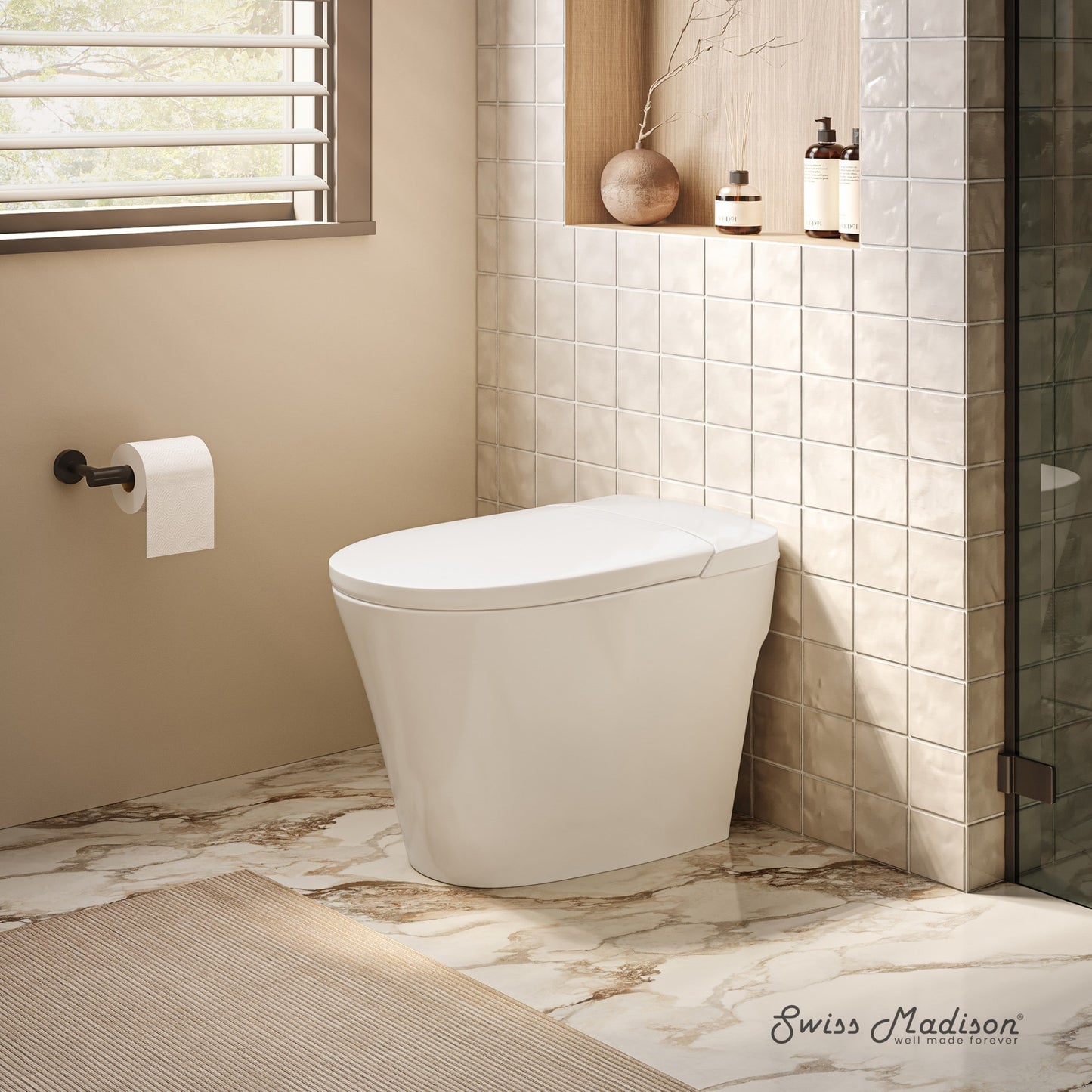 Hugo H Power Flush Tankless Toilet 7 Back Outlet 1 Gpf NonElectric Toilet With Integrated Tank In Glossy White