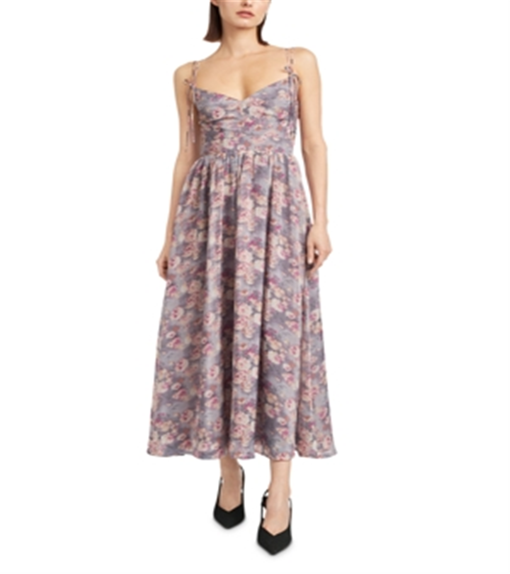 Vestido midi de organza En Siason azul carvão tamanho P