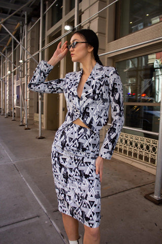 Saia Lápis Geométrica Amour – Saia Justa Feminina Estilosa