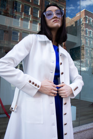 Casaco Monique White – Casaco longo elegante feminino