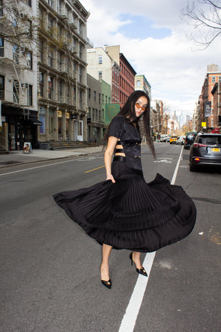 Maryanne Black Pleated Skirt – Stylish Women’s Midi Skirt
