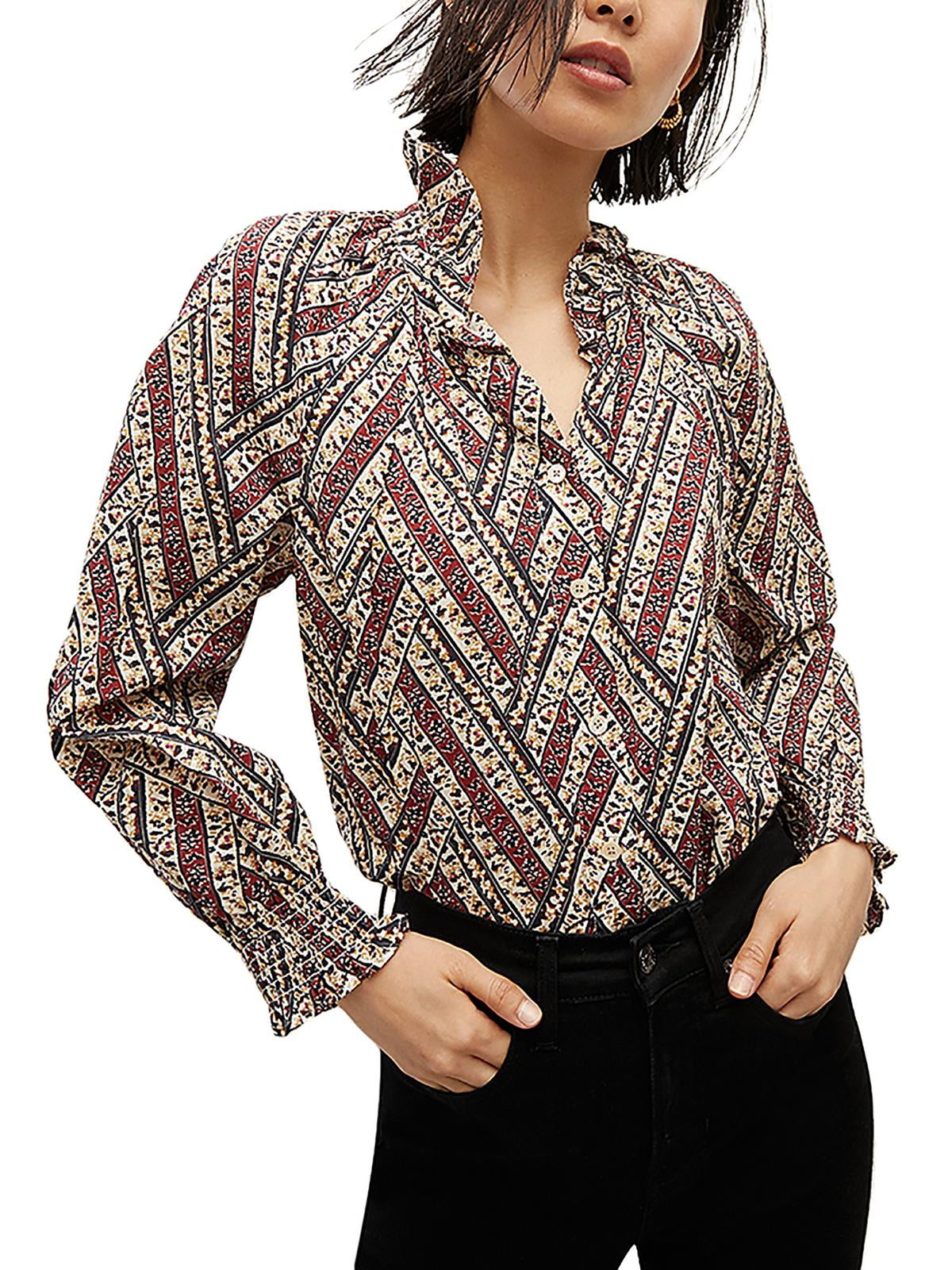 Veronica Beard Calisto Blusa de gola alta com babados, branca