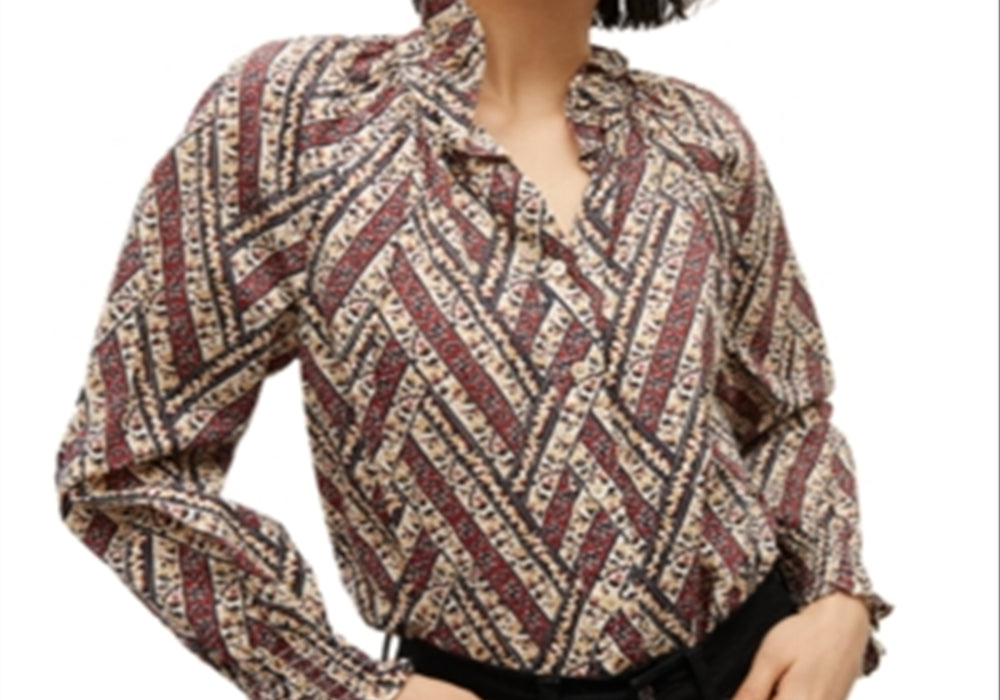 Veronica Beard Calisto Blusa de gola alta com babados, branca