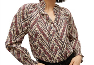 Veronica Beard Calisto Blusa de gola alta com babados, branca