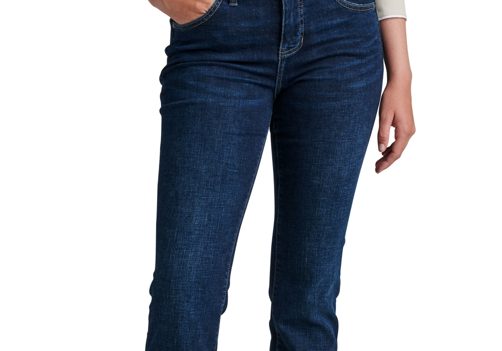Calça jeans feminina Jag Eloise Comfort Stretch, cintura média, corte bootcut, azul, tamanho 4