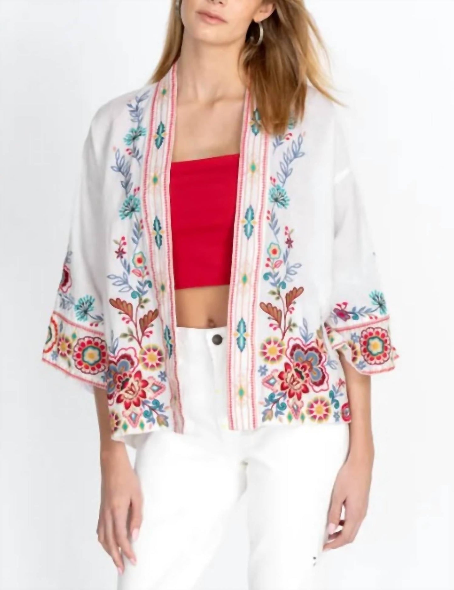 Johnny Was - SICILIA CROPPED LINEN KIMONO