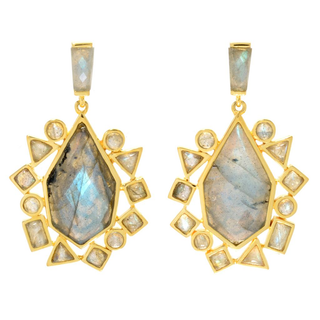 1 Brincos de gota com pedras preciosas multiformato