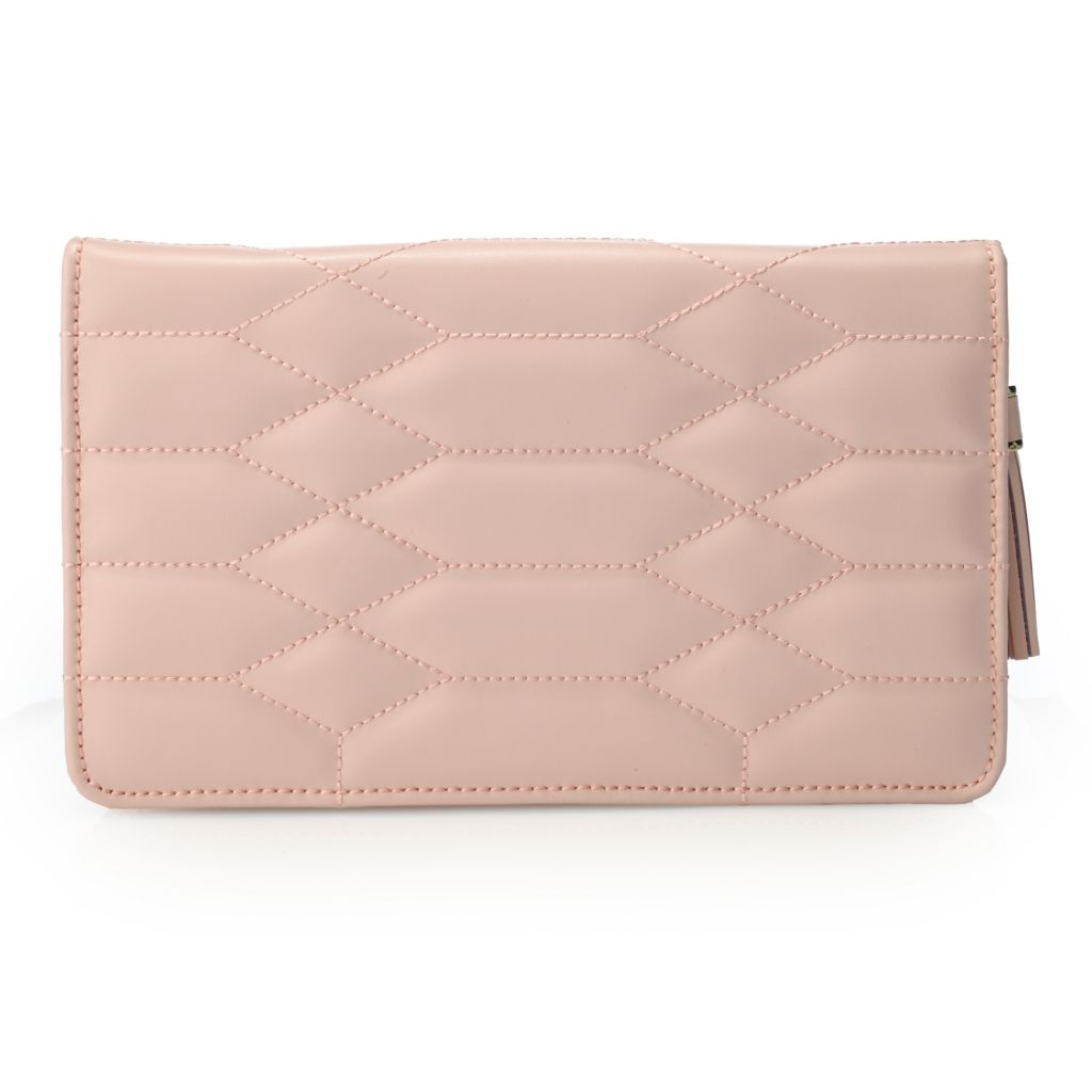 WOLF "Caroline" Diamond Quilted Leather Slim Travel Jewelry Portfolio - Small