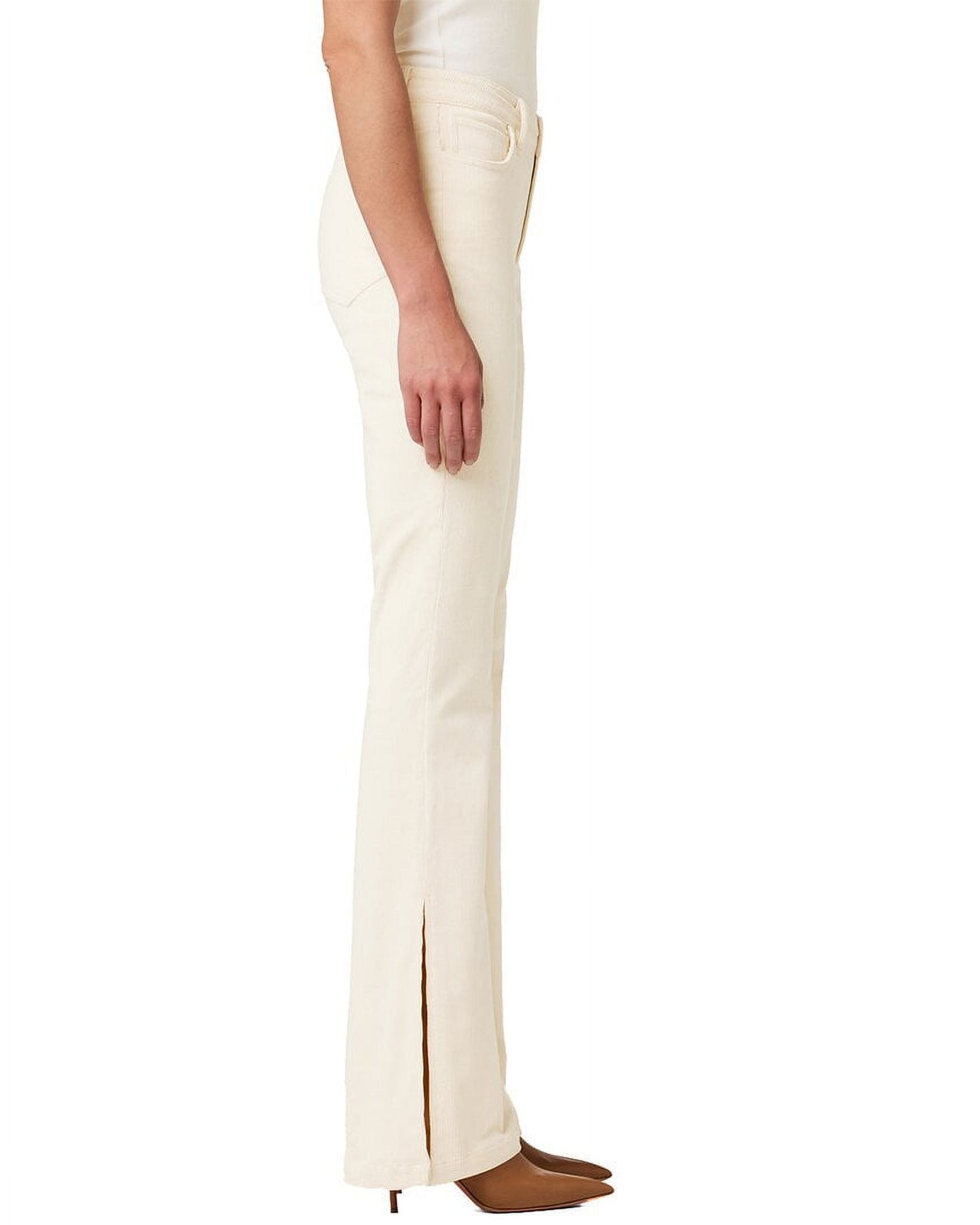 Calça jeans Joe's Jeans The Frankie Mid Rise Corduroy Bootcut em Double Cream Bege
