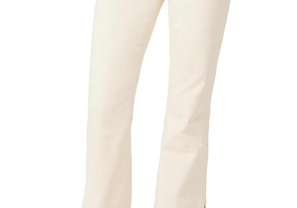 Calça jeans Joe's Jeans The Frankie Mid Rise Corduroy Bootcut em Double Cream Bege