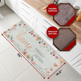 Tapete de cozinha de espuma viscoelástica antifadiga chique de 20" x 55" (Lar Doce Lar) 
