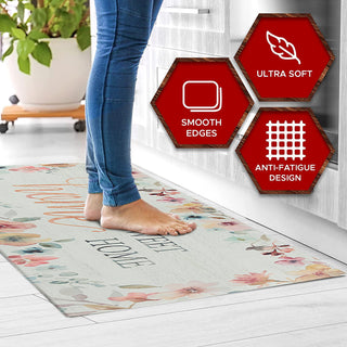 Tapete de cozinha de espuma viscoelástica antifadiga chique de 20" x 55" (Lar Doce Lar) 