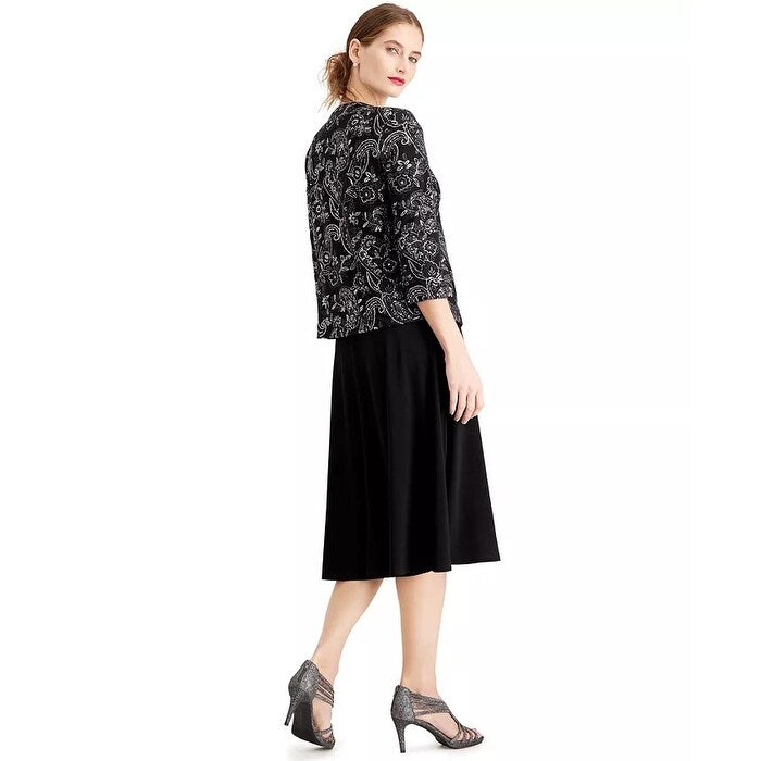 Vestido e jaqueta com glitter feminino Jessica Howard, tamanho 6, prateado