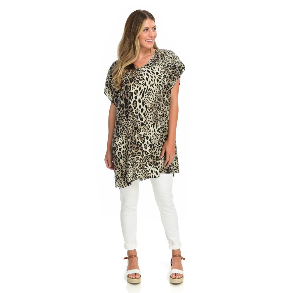 Kendall & James Animal Printed Dolman Sleeve Cover-up