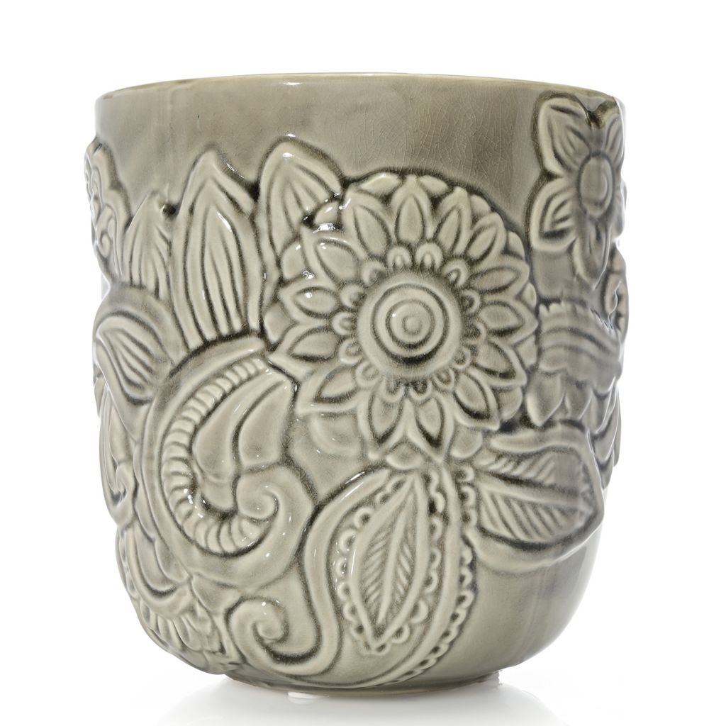 At Home w/ Jorge Parez Ceramic Floral Paisley Planter Pot - Choice of Size