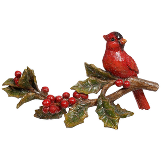 Mark Roberts 9"x6" Hand Painted Cardinal on Branch Resin Sculpture