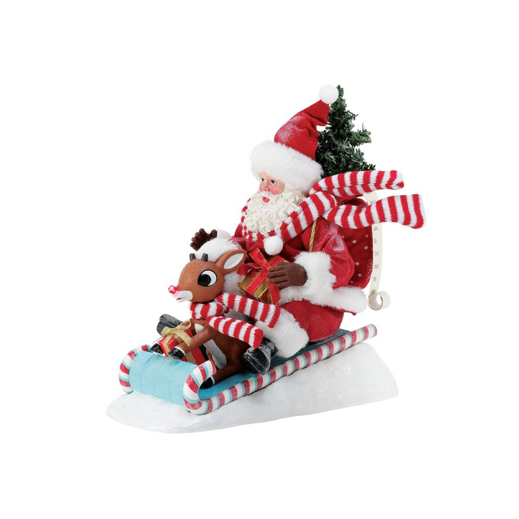 Possible Dreams Ready Santa! Rudolph Sledding Santa Figurine