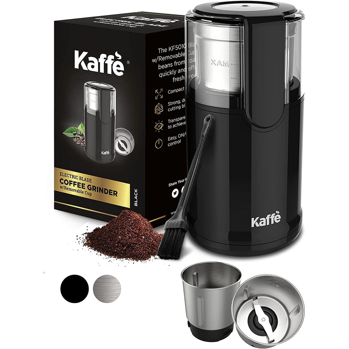 Kaffe Electric Blade Coffee Grinder Removable 45oz 14Cup Capacity