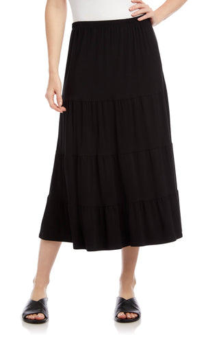 Saia midi feminina Karen Kane em camadas, preta, tamanho G