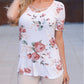 Blusa de praia casual com estampa country e decote em V feminina Frankie &amp; Pop, branca, tamanho médio