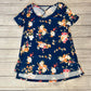 Blusa de praia casual com estampa country e decote em V feminina Frankie &amp; Pop, azul, tamanho médio