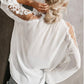 Blusa feminina Frankie &amp; Pop Peasant Invitation com renda em chiffon e manga longa balão, tamanho médio, branca